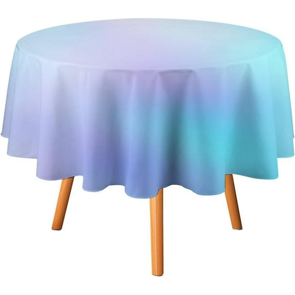 Round Table Cloth Trendy Blue and Purple Gradient Tablecloths Washable Table Cover for Kitchen Dinning Party Tabletop Modern Decoration,60inch