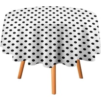 Round Table Cloth White and Black Polka Dot Tablecloths Washable Table Cover for Kitchen Dinning Party Tabletop Modern Decoration,60inch