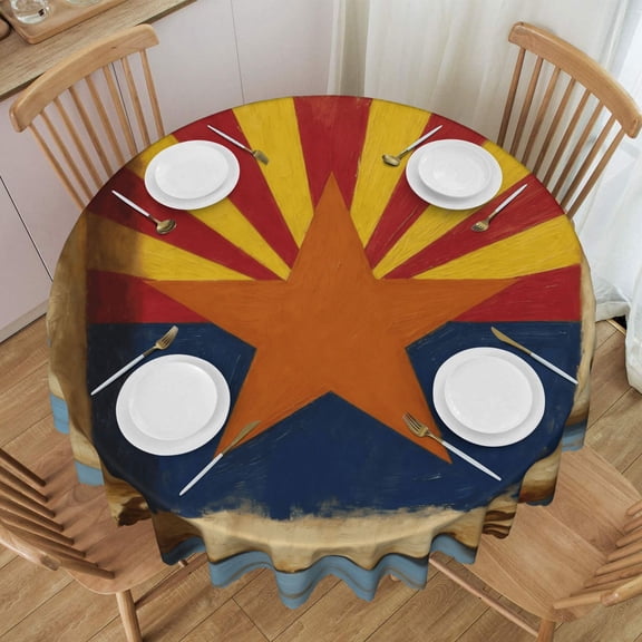 Round Table Cloths 60 Inch Arizona Flag Logo Tablecloth Kitchen Dining Christmas Holiday Party Decor Table Cloth