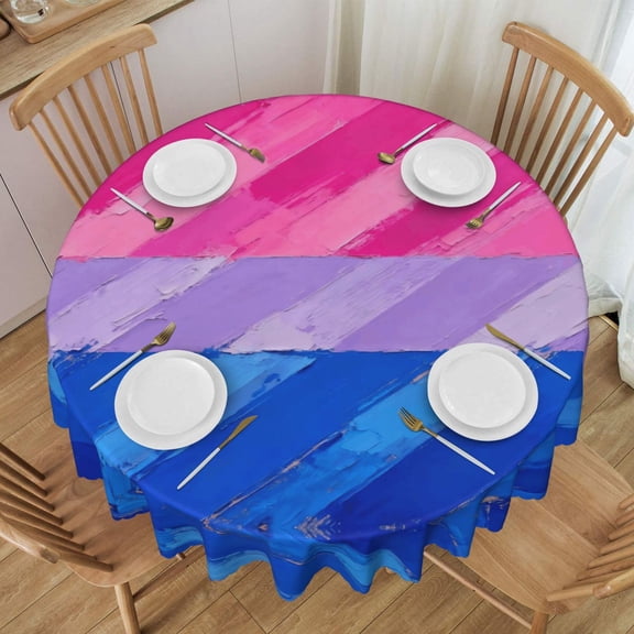 Round Table Cloths 60 Inch Bisexual Pride Flag Tablecloth Kitchen Dining Christmas Holiday Party Decor Table Cloth