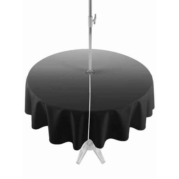 Round Table Cloths 60 Inch, Black Ombre Outdoor Tablecloth with Umbrella Hole and Zipper, Farmhouse Gradient Modern Abstract Art Tablecloths, Waterproof Patio Table Covers for Party, Pool