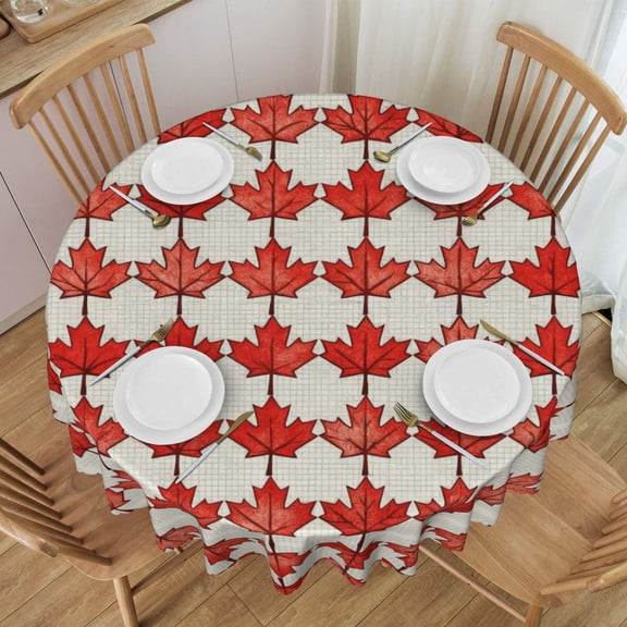 Round Table Cloths 60 Inch Canadian Maple Leaf Flag Tablecloth Kitchen Dining Christmas Holiday Party Decor Table Cloth