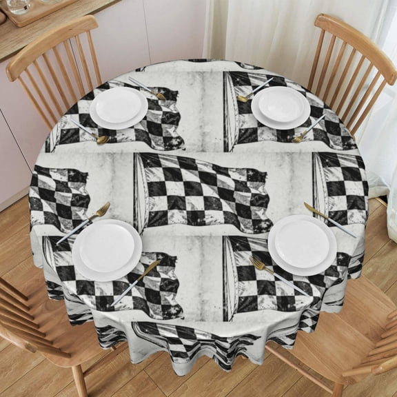 Round Table Cloths 60 Inch Checkered Flag Tablecloth Kitchen Dining Christmas Holiday Party Decor Table Cloth
