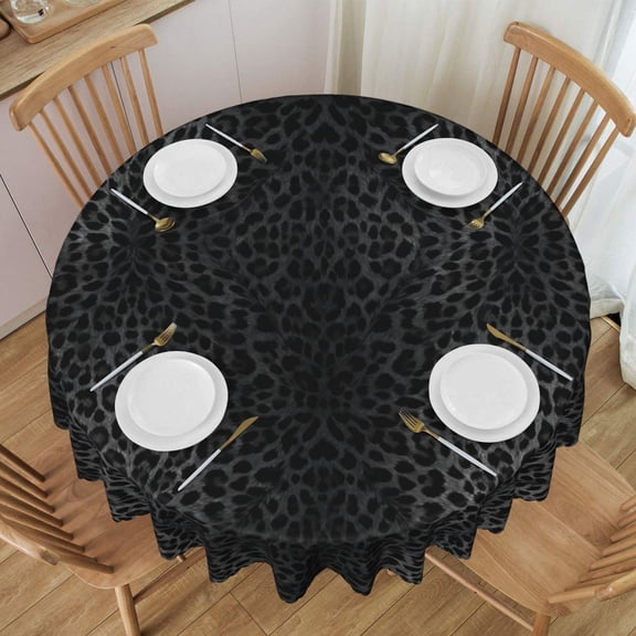 Round Table Cloths 60 Inch Cheetah Black Leopard Tablecloth Kitchen Dining Christmas Holiday Party Decor Table Cloth