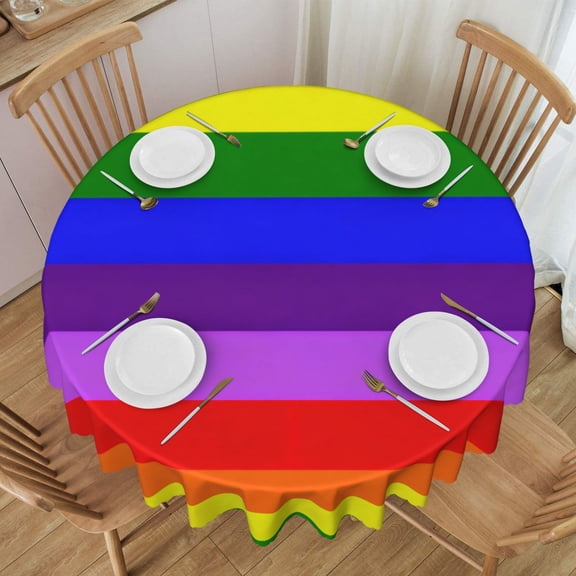 Round Table Cloths 60 Inch Gay-Pride Flag Tablecloth Kitchen Dining Christmas Holiday Party Decor Table Cloth