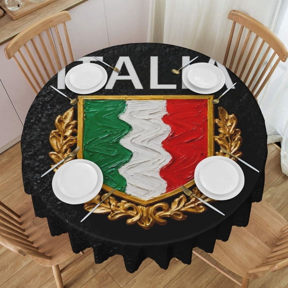 Round Table Cloths 60 Inch Italia Italian Italy Tablecloth Kitchen Dining Christmas Holiday Party Decor Table Cloth