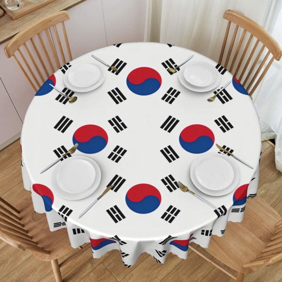 Round Table Cloths 60 Inch Korean Flag Tablecloth Kitchen Dining Christmas Holiday Party Decor Table Cloth