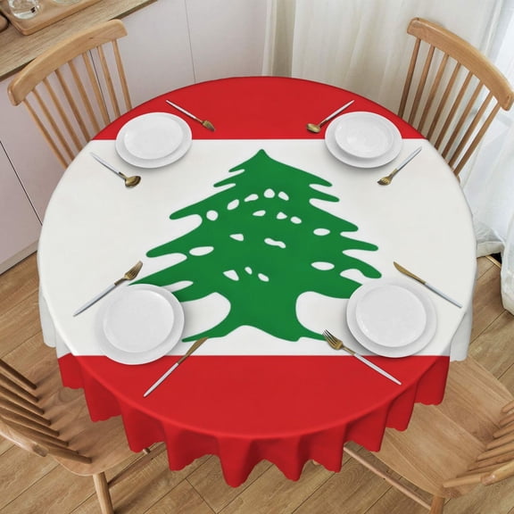 Round Table Cloths 60 Inch Lebanese Flag Tablecloth Kitchen Dining Christmas Holiday Party Decor Table Cloth