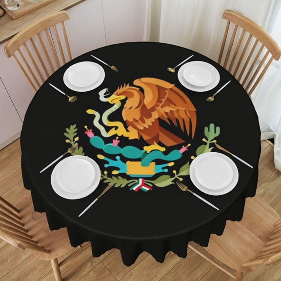Round Table Cloths 60 Inch Mexico-Logo Tablecloth Kitchen Dining Christmas Holiday Party Decor Table Cloth