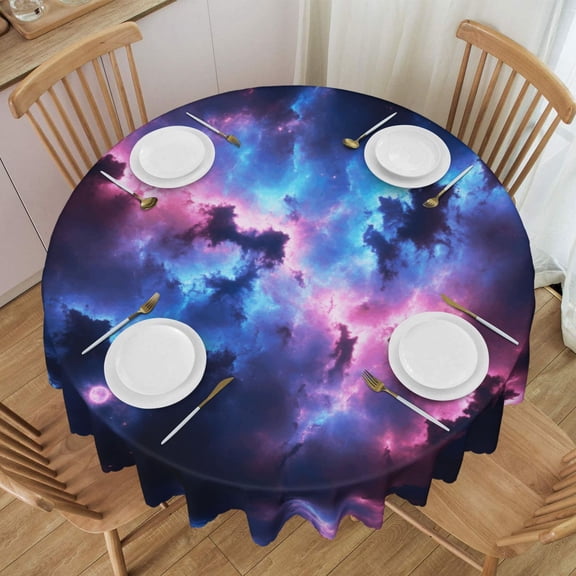 Round Table Cloths 60 Inch Outer Space Galaxy Tablecloth Kitchen Dining Christmas Holiday Party Decor Table Cloth