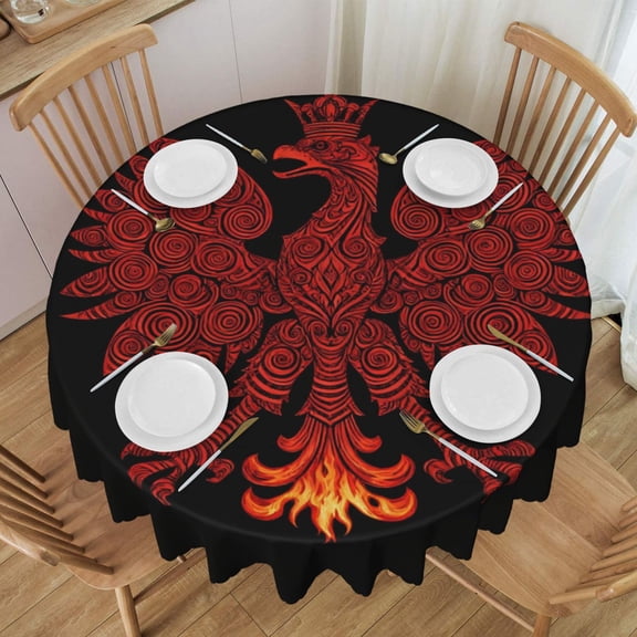 Round Table Cloths 60 Inch Polska-Polish Tablecloth Kitchen Dining Christmas Holiday Party Decor Table Cloth