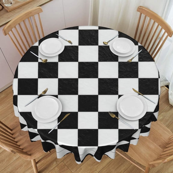 Round Table Cloths 60 Inch Race Waving Checkered Flag Tablecloth Kitchen Dining Christmas Holiday Party Decor Table Cloth