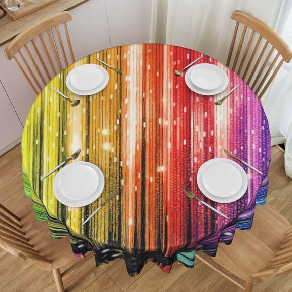 Round Table Cloths 60 Inch Rainbow Glitter Tablecloth Kitchen Dining Christmas Holiday Party Decor Table Cloth