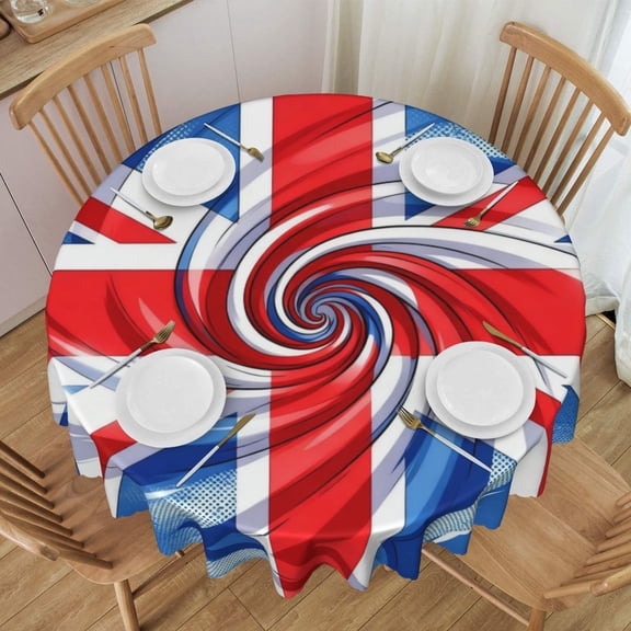 Round Table Cloths 60 Inch Retro Union-Jack Flag Tablecloth Kitchen Dining Christmas Holiday Party Decor Table Cloth