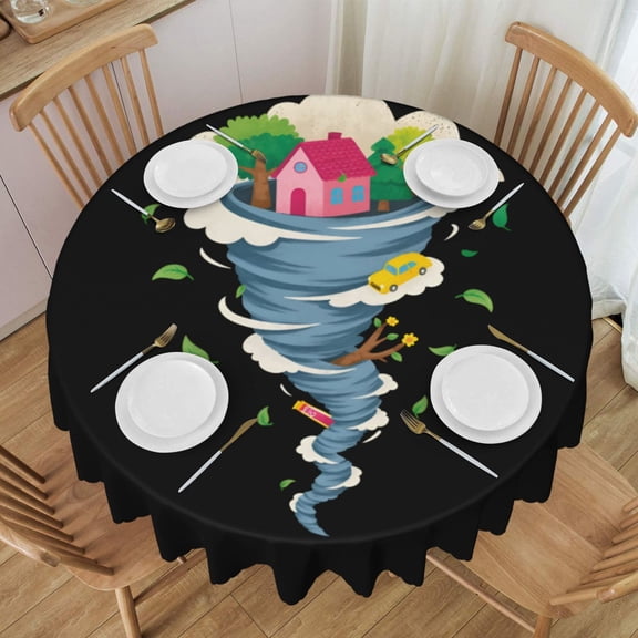 Round Table Cloths 60 Inch Terrible Tornado Tablecloth Kitchen Dining Christmas Holiday Party Decor Table Cloth