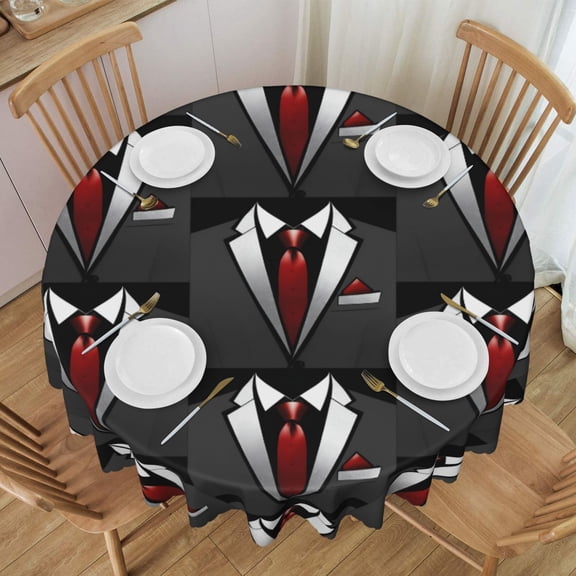 Round Table Cloths 60 Inch Tuxedo Clipart Tablecloth Kitchen Dining Christmas Holiday Party Decor Table Cloth