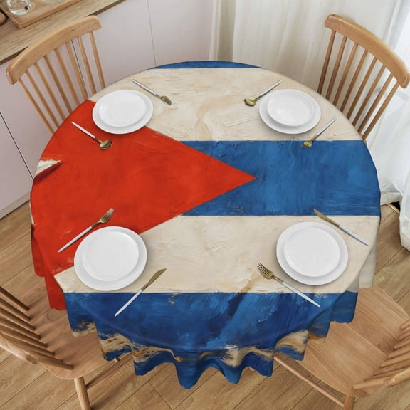 Round Table Cloths 60 Inch Ugly Cuban Cuba Flag Tablecloth Kitchen Dining Christmas Holiday Party Decor Table Cloth