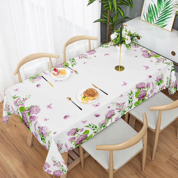 Round Table Cloths 60 in, Floral Tablecloth Waterproof, Wrinkle Free Polyester Flower Table Cover for Patio Party