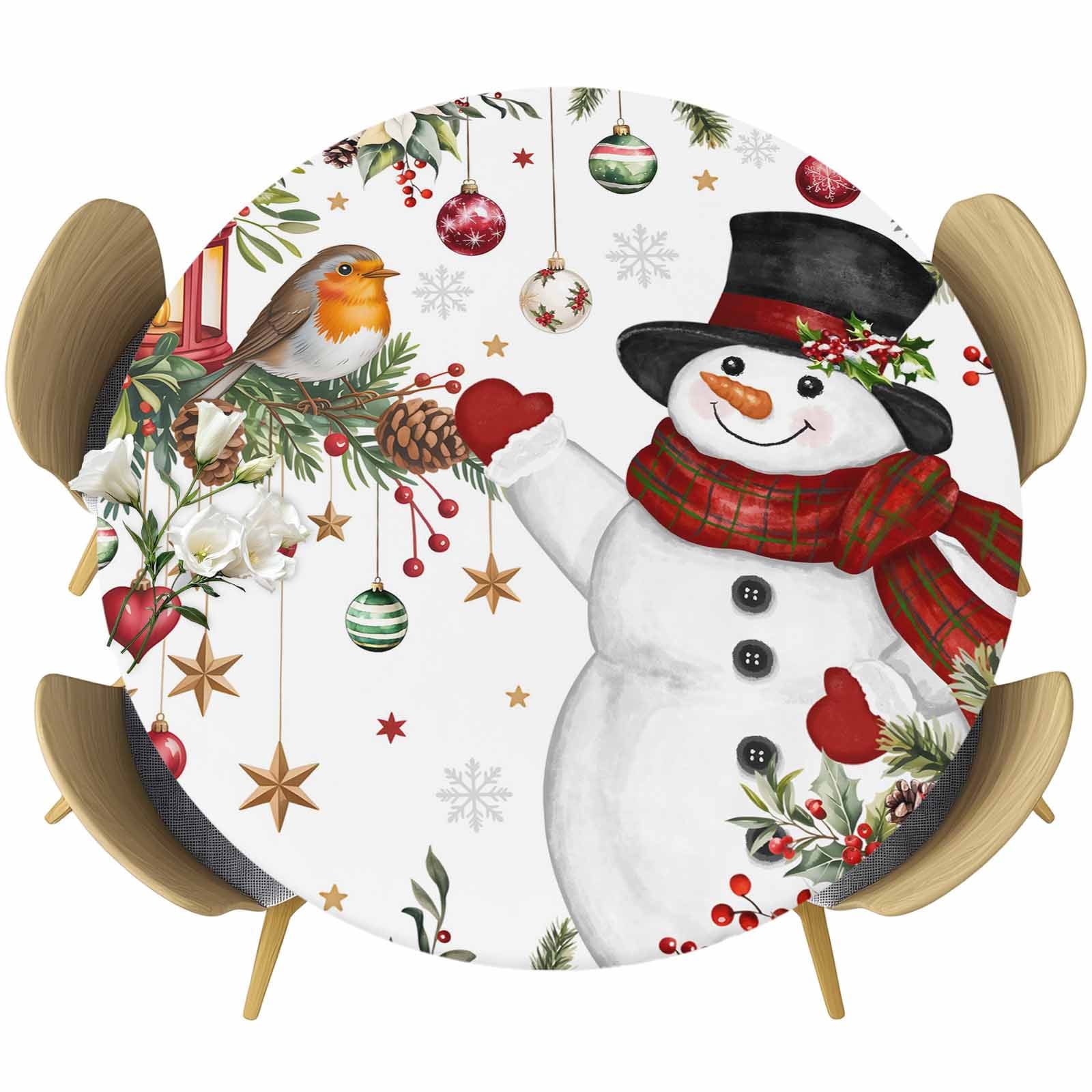 Round Table Cover 3644 Inch Christmas Waterproof Reusable Table Cloth — free download