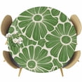 thumbnail image 1 of Round Table Cover 36-44 Inch Green Spring Floral Waterproof Reusable Table Cloth Round Fitted Vinyl Tablecloth with Elastic Edged for Parties Outdoors, Pastoral Flower Abstract Art, 1 of 9