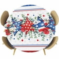 thumbnail image 1 of Round Table Cover 36-44 Inch Independence Day Waterproof Reusable Table Cloth Round Fitted Vinyl Tablecloth with Elastic Edged for Parties Outdoors, Star Stripe Flag Eucalyptus Red Blue, 1 of 9