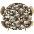 thumbnail image 1 of Round Table Cover 36-44 Inch Moose Bear Icons Waterproof Reusable Table Cloth Round Fitted Vinyl Tablecloth with Elastic Edged for Parties Outdoors, Rustic Vintage Brown Forest Scenic Frames, 1 of 7