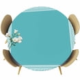 thumbnail image 1 of Round Table Cover 36-44 Inch Turquoise Waterproof Reusable Table Cloth Round Fitted Vinyl Tablecloth with Elastic Edged for Parties Outdoors, Geometric Boho Ethnic Tile Chic Monochrome, 1 of 9