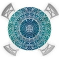 thumbnail image 1 of Round Table Cover 36-44 Inch, Waterproof Reusable Table Cloth Round Fitted Vinyl Tablecloth with Elastic Edged for Parties Outdoors, Boho Style Mandala Pattern Green Gradient, 1 of 4