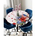thumbnail image 1 of Round Table Cover 36"-44", Waterproof Reusable Table Cloth Round Fitted Vinyl Tablecloth with Elastic Edged for Outdoor Party,Independence Day American Flag Flowers Texture Table Cover, 1 of 4