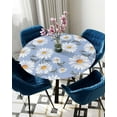thumbnail image 1 of Round Table Cover 36"-44", Waterproof Reusable Table Cloth Round Fitted Vinyl Tablecloth with Elastic Edged for Outdoor Party,Watercolor Hand Painted Chrysanthemum Texture Blue Table Cover, 1 of 6