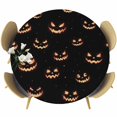 thumbnail image 1 of Round Table Cover 45-54 Inch Black Halloween Waterproof Reusable Table Cloth Round Fitted Vinyl Tablecloth with Elastic Edged for Parties Outdoors, Orange Horror Spooky, 1 of 9