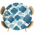 thumbnail image 1 of Round Table Cover 45-54 Inch Blue Geometric Moroccan Waterproof Reusable Table Cloth Round Fitted Vinyl Tablecloth with Elastic Edged for Parties Outdoors, Abstract Art Blue Ombre Modern, 1 of 6
