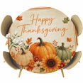 thumbnail image 1 of Round Table Cover 45-54 Inch Fall Thanksgiving Waterproof Reusable Table Cloth Round Fitted Vinyl Tablecloth with Elastic Edged for Parties Outdoors, Orange Green Pumpkin Maple Leaf Beige, 1 of 9