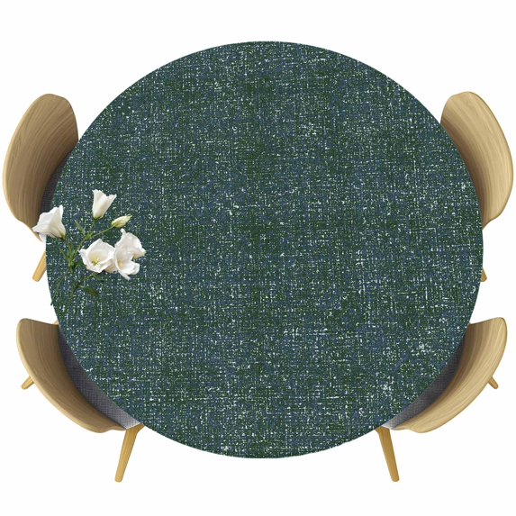 Round Table Cover 45-54 Inch Forest Green Waterproof Reusable Table Cloth Round Fitted Vinyl Tablecloth with Elastic Edged for Parties Outdoors, Farmhouse Vintage Green Solid Color
