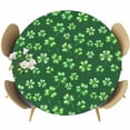 thumbnail image 1 of Round Table Cover 45-54 Inch Green St. Patrick's Day Waterproof Reusable Table Cloth Round Fitted Vinyl Tablecloth with Elastic Edged for Parties Outdoors, Lucky Clovers Watercolor Rustic, 1 of 6