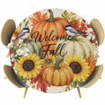 thumbnail image 1 of Round Table Cover 45-54 Inch Pumpkins Thanksgiving Waterproof Reusable Table Cloth Round Fitted Vinyl Tablecloth with Elastic Edged for Parties Outdoors, Fall Pumpkin Berry Rustic Farmhouse, 1 of 9