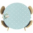 thumbnail image 1 of Round Table Cover 45-54 Inch Teal Blue Halloween Waterproof Reusable Table Cloth Round Fitted Vinyl Tablecloth with Elastic Edged for Parties Outdoors, Checkered Bat Bow, 1 of 9