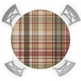 thumbnail image 1 of Round Table Cover 45-54 Inch, Waterproof Reusable Table Cloth Round Fitted Vinyl Tablecloth with Elastic Edged for Parties Outdoors, Autumn Vintage Plaid Brown, 1 of 4
