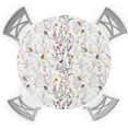 thumbnail image 1 of Round Table Cover 45-54 Inch, Waterproof Reusable Table Cloth Round Fitted Vinyl Tablecloth with Elastic Edged for Parties Outdoors, Spring Flowers Chrysanthemums and Birds Vintage, 1 of 4