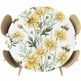 thumbnail image 1 of Round Table Cover 45-54 Inch Yellow Spring Floral Waterproof Reusable Table Cloth Round Fitted Vinyl Tablecloth with Elastic Edged for Parties Outdoors, Summer Daisy Botanical Flowers, 1 of 6