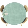 thumbnail image 1 of Round Table Cover 55-60 Inch Mint Green Waterproof Reusable Table Cloth Round Fitted Vinyl Tablecloth with Elastic Edged for Parties Outdoors, Rustic Farmhouse Solid Color, 1 of 9
