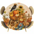 thumbnail image 1 of Round Table Cover 55-60 Inch Thanksgiving Waterproof Reusable Table Cloth Round Fitted Vinyl Tablecloth with Elastic Edged for Parties Outdoors, Fall Harvest Punpkin Maple Leaf Farmhouse, 1 of 9