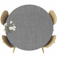 thumbnail image 1 of Round Table Cover 55-60 Inch Vintage Dark Gray Waterproof Reusable Table Cloth Round Fitted Vinyl Tablecloth with Elastic Edged for Parties Outdoors, Farmhouse Retro Solid Color Linen Texture, 1 of 9
