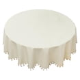 thumbnail image 1 of Round Table Cover Cotton Linen Tassels Tablecloth Stain Resistant Table Mat Kitchen Dining Tablecloth Home Decor 120/140cm (Beige 140cm), 1 of 7