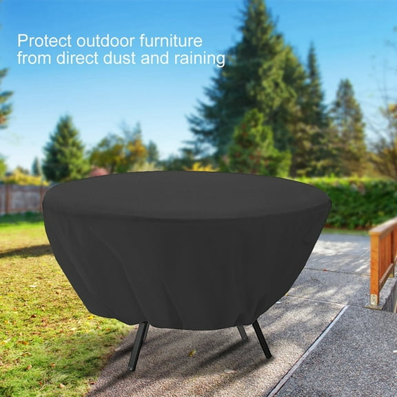 Round Table Cover Outdoor Waterproof Dustproof Garden Patio Furniture Protector Gray