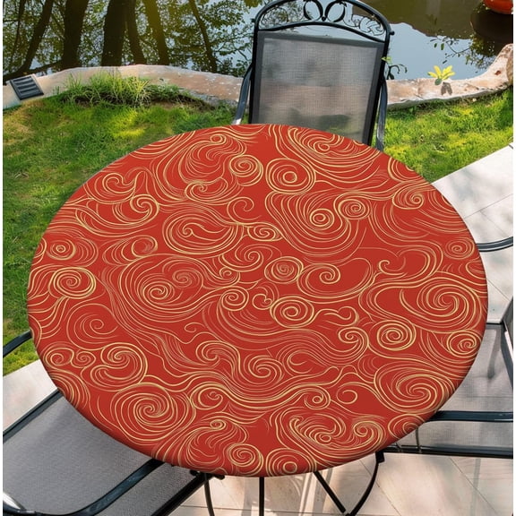 Round Table Cover Protector with Elastic Edged Fits Table up to 54"-58" Round Table, 60Inch Waterproof Tablecover for Party
