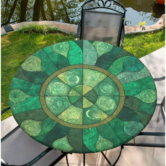 Round Table Cover Spring Washable Seasonal Table Cloth for Party Picnic Dinner Decor for 42"-46" Round Table, 52 Inch
