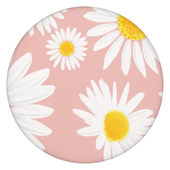 Round Table Cover with Floral Daisy Pattern - Elastic Edge, Waterproof & Scratch-Resistant (Elegant & Functional)