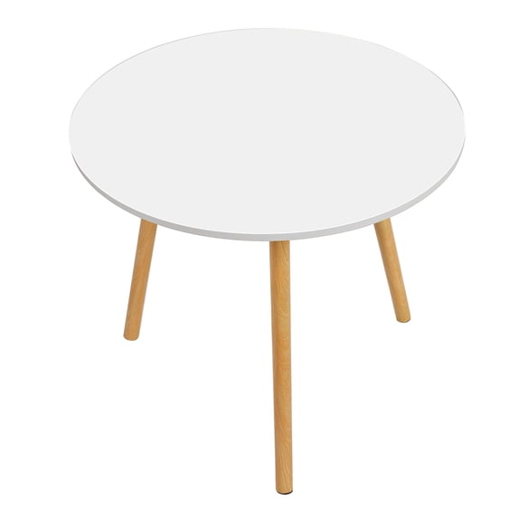 Round Table Happydeer Leisure Coffee Table Wood Round Kitchen Table,Household Dining Table (White, 50cm/19.69")