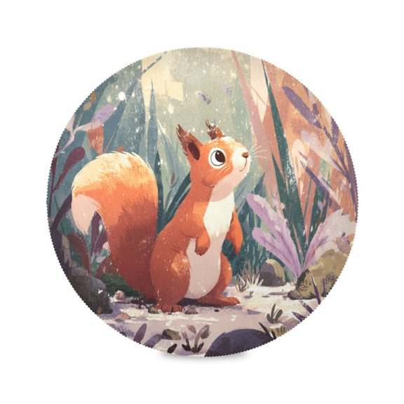 Round Table Placemat Heat Resistant Non-Slip Dining Plate Mats Set of 1 for Kitchen Table Cute Little Squirrel